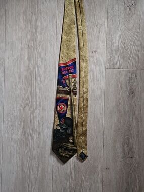 MLB Boston Red Sox Tie in Tan and Navy with Red Accents